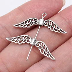 WYSIWYG 20pcs 32x8mm Antique Silver Color Angel Wings Small Hole Beads Handmade Jewelry Findings For DIY Jewelry Making