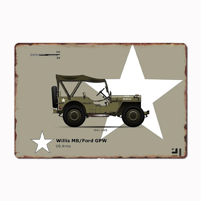 

Willis MB /Ford GPW Metal Sign Poster Garage Room Decor Automobile Club Custom Tin Vintage Home Decor