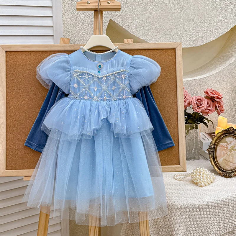 

Girls' Dress2025Spring New Fashionable Mesh Birthday Dress Puff Sleeve Princess Dress Baby Girl Dress