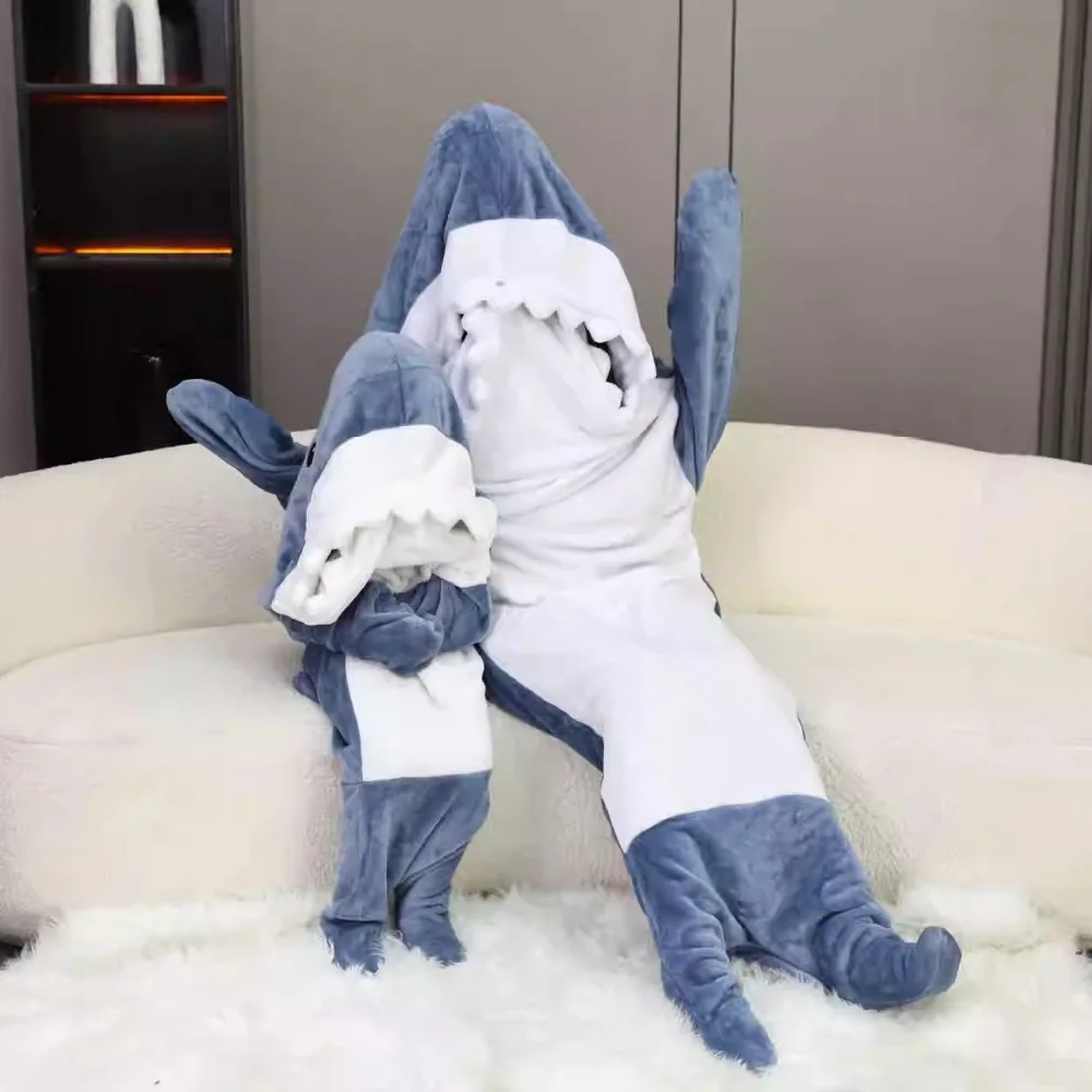 Shark Onesies Costumes Suit Adult Pyjamas Cartoon Halloween Christmas Carnival Sleepwear Jumpsuit Kids Clothes Cosplay