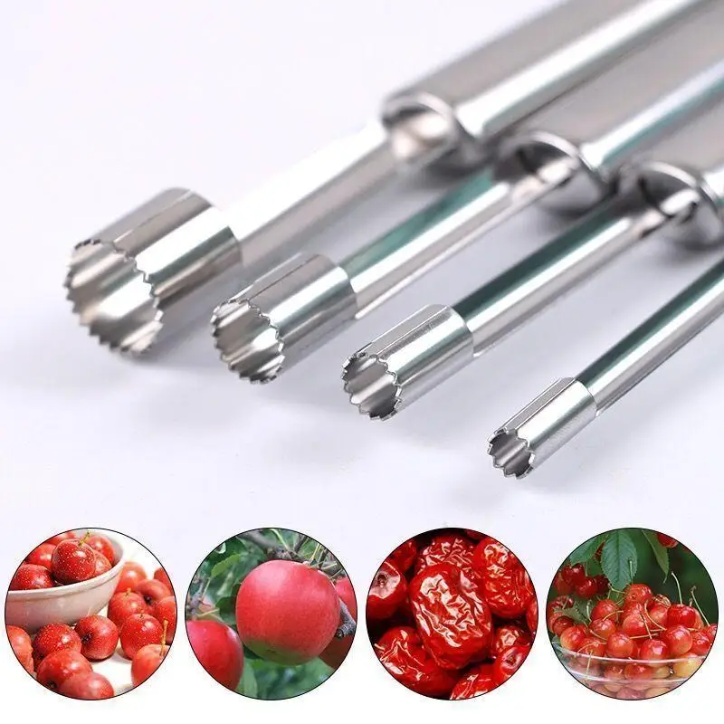 4pcs Fruit Core Remover Cutter Kitchen Gadgets Stainles Steel Home Tool Apples Red Dates Cherry Corers Fruit Core Remove Tool
