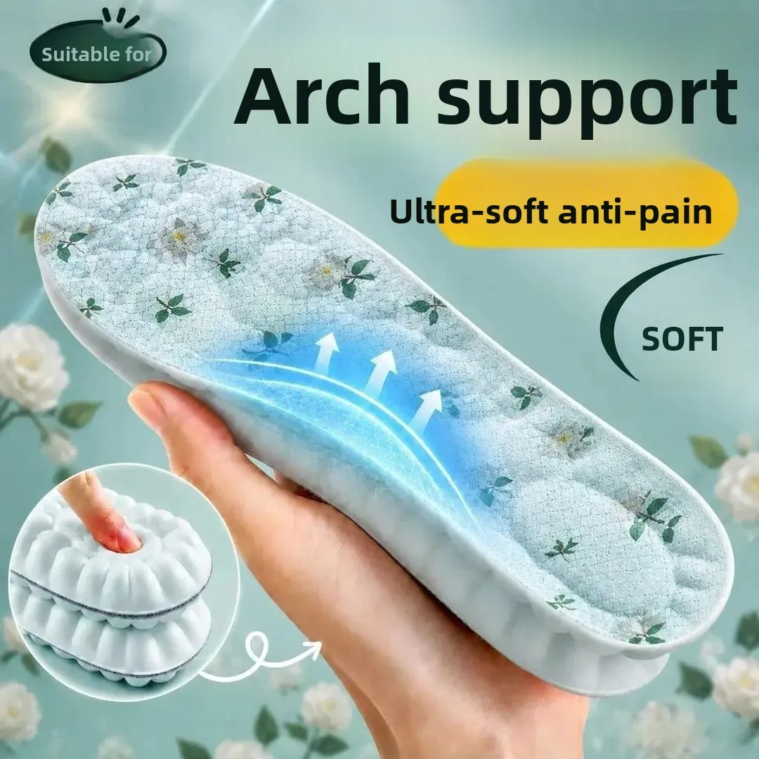 Tea Flower Deodorant Shoe Inserts Men Women Breathable Comfortable New Model Soft Bottom Anti Slip Pain Relief Shoe Accessories