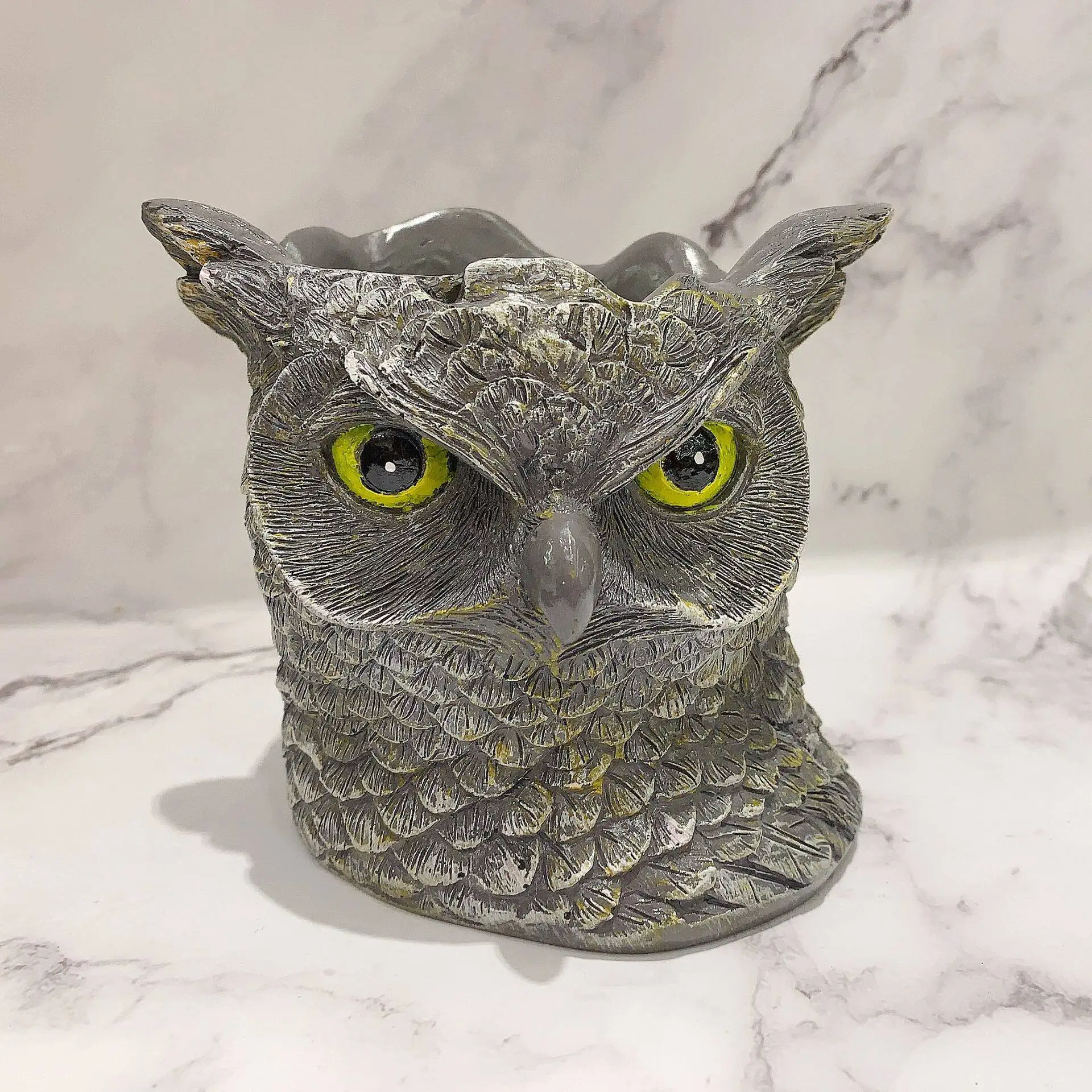 Owl resin handicraft ball holder pen holder desktop storage creativity