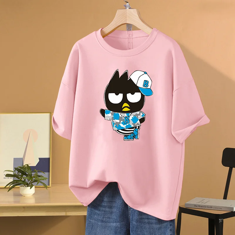 Kawaii Kuromi BADTZ MARU printed T-shirts spring and autumn Sanrio cartoon casual sports street printed T-shirts