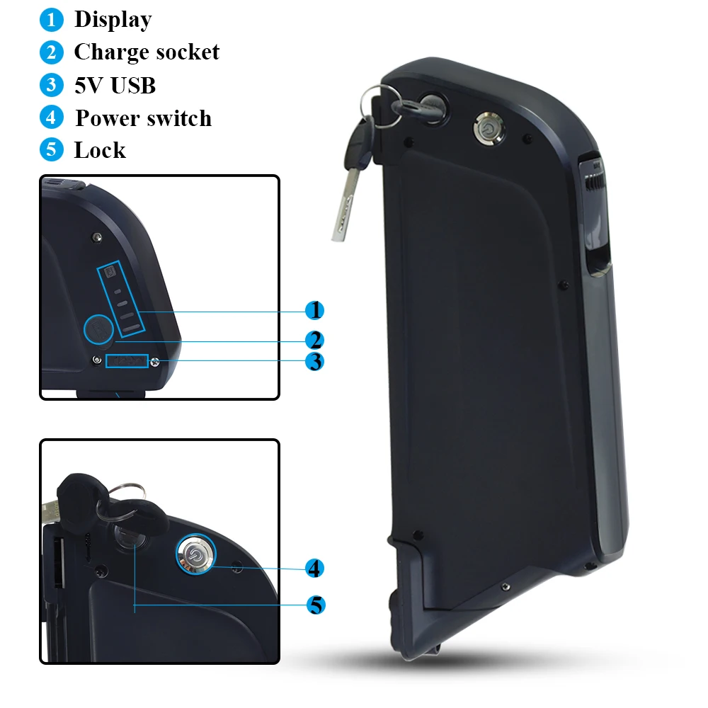 Rad power Ebike Battery Pack 36V 48V 52V 14Ah 17.5Ah Emojo Wildcat and Cougar Etrike Shark Batteries