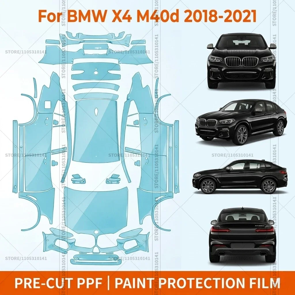 

Предварительно нарезанная защитная пленка PPF, прозрачная защита бампера, автомобильная прозрачная пленка для BMW X4 M40d 2018-2021
