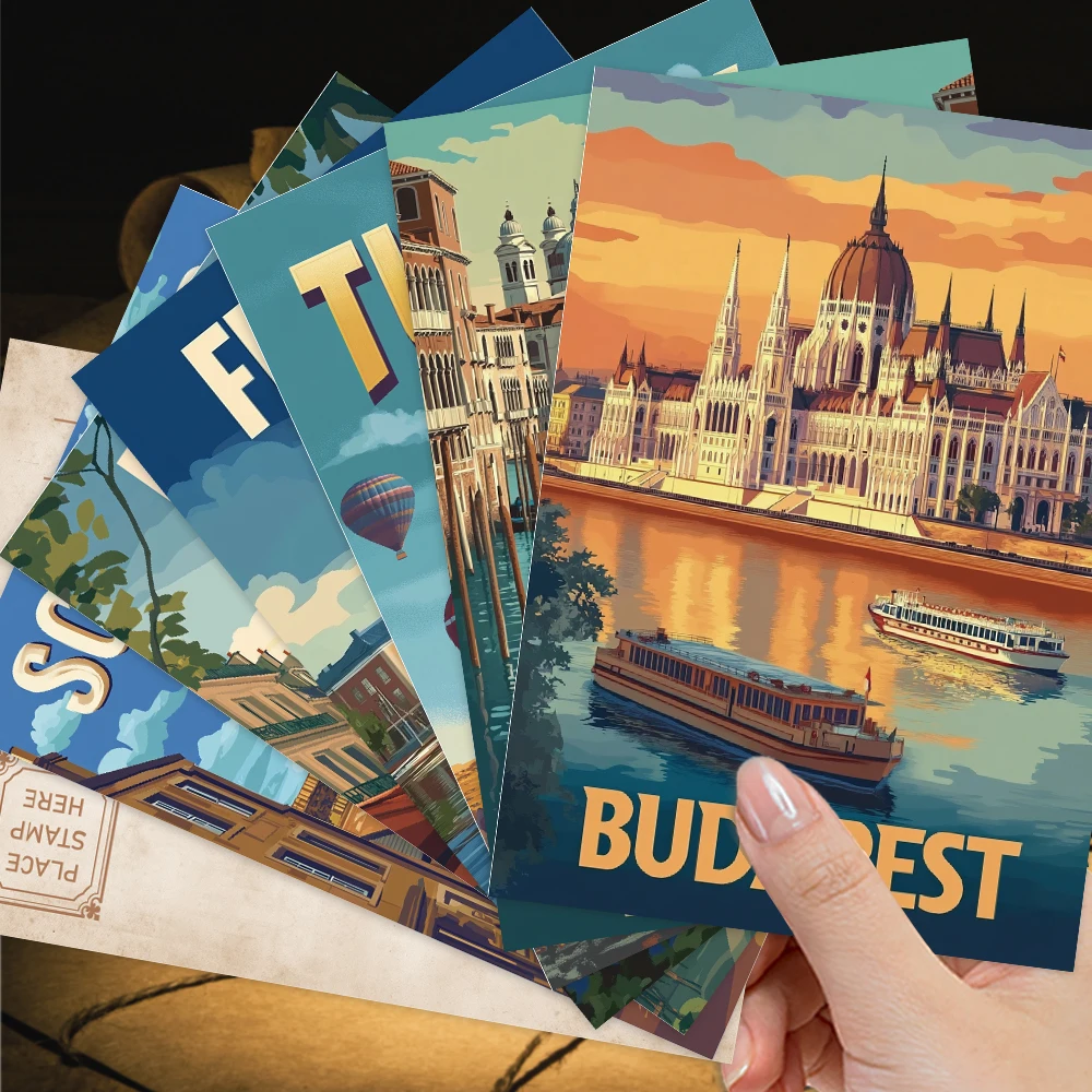32-teiliges Reise-Postkarten-Set, hochauflösende Karten für Stadtlandschaften, Wohnzimmerdekoration, Weihnachtsgeschenk, Geschenk für Studenten, erschwinglich – Detail 5