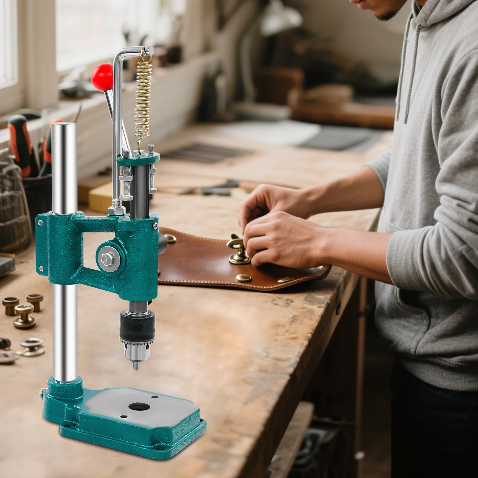 

Manual Press Puncher, Leather Imprinting Machine, Hole Punching Press Tool DIY Heavy-Duty Leather Hole Punch, for Punching