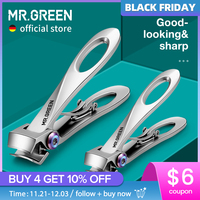 MR.GREEN Nail Clippers Wide Jaw Opening Stainless Steel Fingernail Clipper Thick Hard Toenail Cutter Manicure Scissors tools