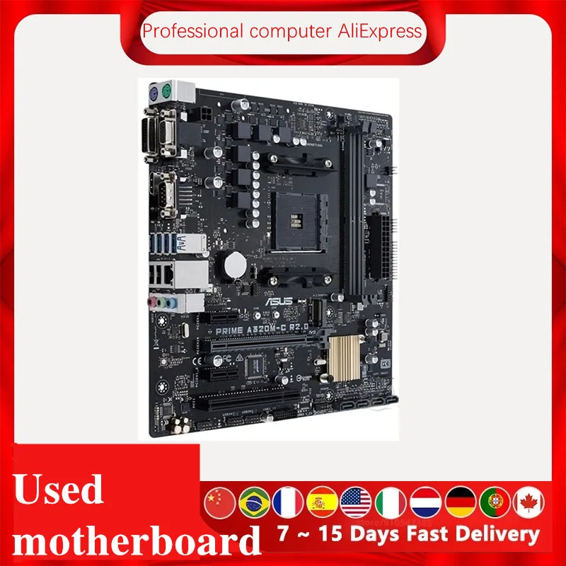 For ASUS PRIME A320M-C R2.0 Motherboard Socket AM4 DDR4  For AMD A320 A320M Original Desktop Mainboard Used Mainboard