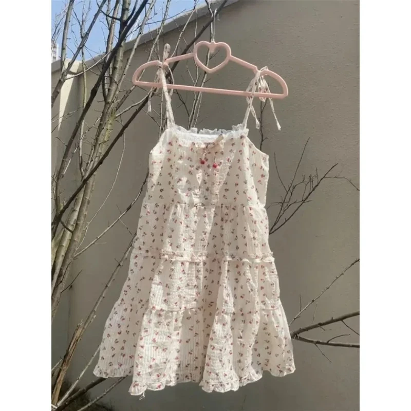 New Summer Floral Suspender Skirt Waist-hugging Princess Skirt Japanese Sweet First Love Dress