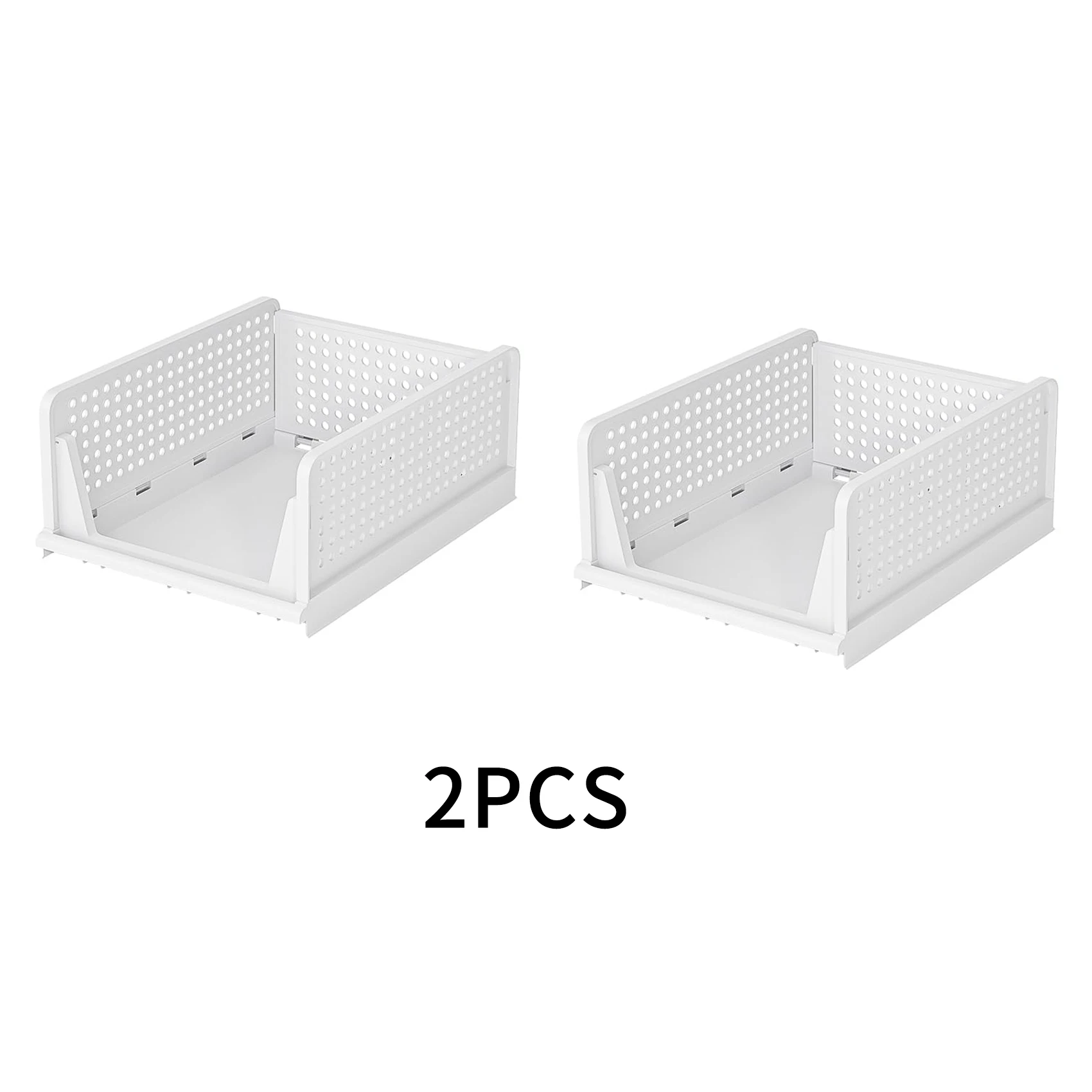 2/4 Stück stapelbare faltbare Kleiderschrank-Aufbewahrungsbox-Organizer, weiße Kleiderschrankregale aus Kunststoff, geeignet für Zuhause, Schlafzimmer, Küche