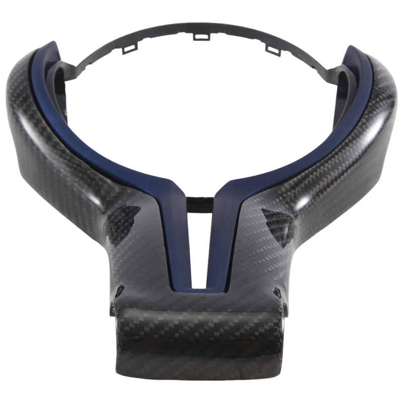 Carbon Fiber Steering Wheel Cover For BMW F30 F10 F18 F20 F25 F34 F48 M3 M6 550D 328M 1 2 3 4 5 6 7 Series Accessories Blue-AT64
