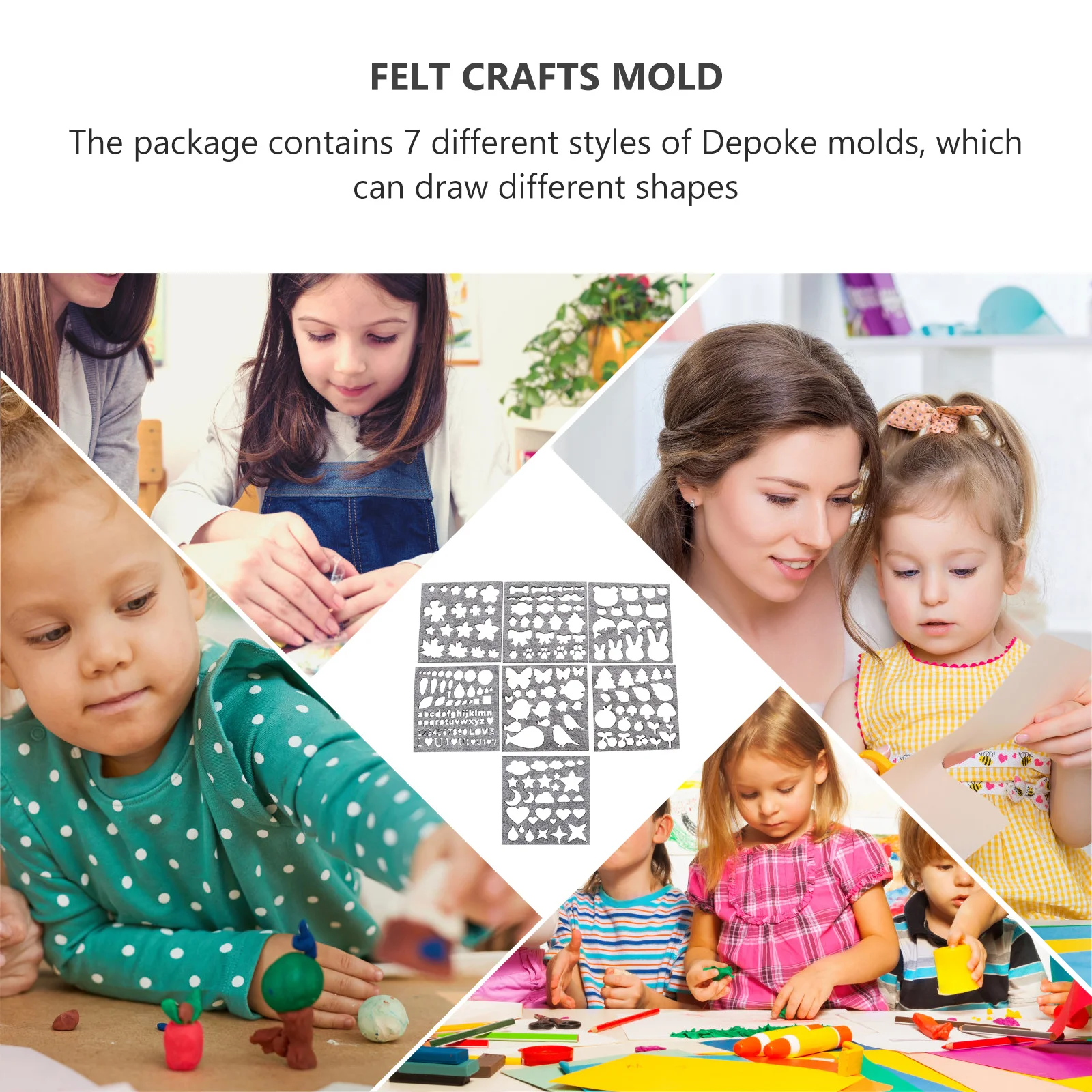 7 Pcs Wool Felt Mold Needle Felting Craft Embroidery Shaping Manual Stencil Chemical Fiber Mould Applique