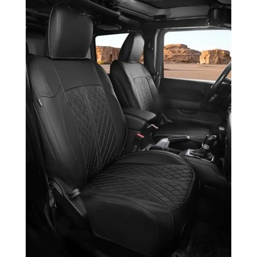 

for Jeep Wrangler Seat Covers 4Door JL 2018-2026 Custom Fit Car Seat Cover Full Set Luxury Waterproof Leather Seat Protectors B