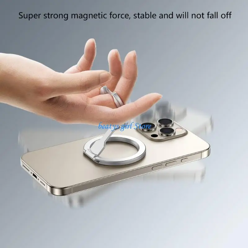 C7AB Antislip Phone Stand 360 Adjustable Metal Base Foldable Double Hoop