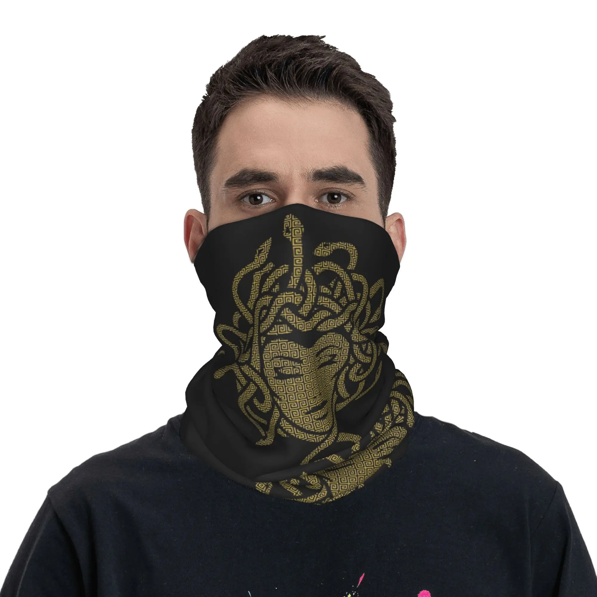 Grécia antiga medusa gorgon estilo vintage bandana pescoço gaiter impresso envoltório máscara cachecol balaclava equitação para homens mulheres adultos