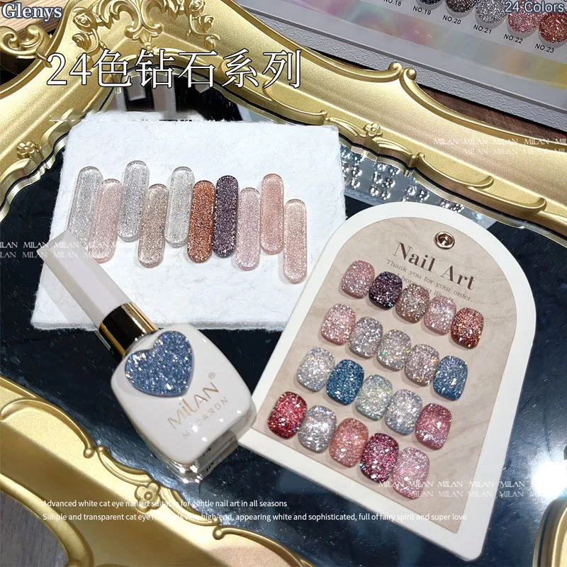 Glenys 24 สีเล็บเจลสุทธิสีแดงยอดนิยมกึ่งถาวรเจลสีการ์ด UV LED เล็บ Salon Art ชุดเคลือบเงา 15ml