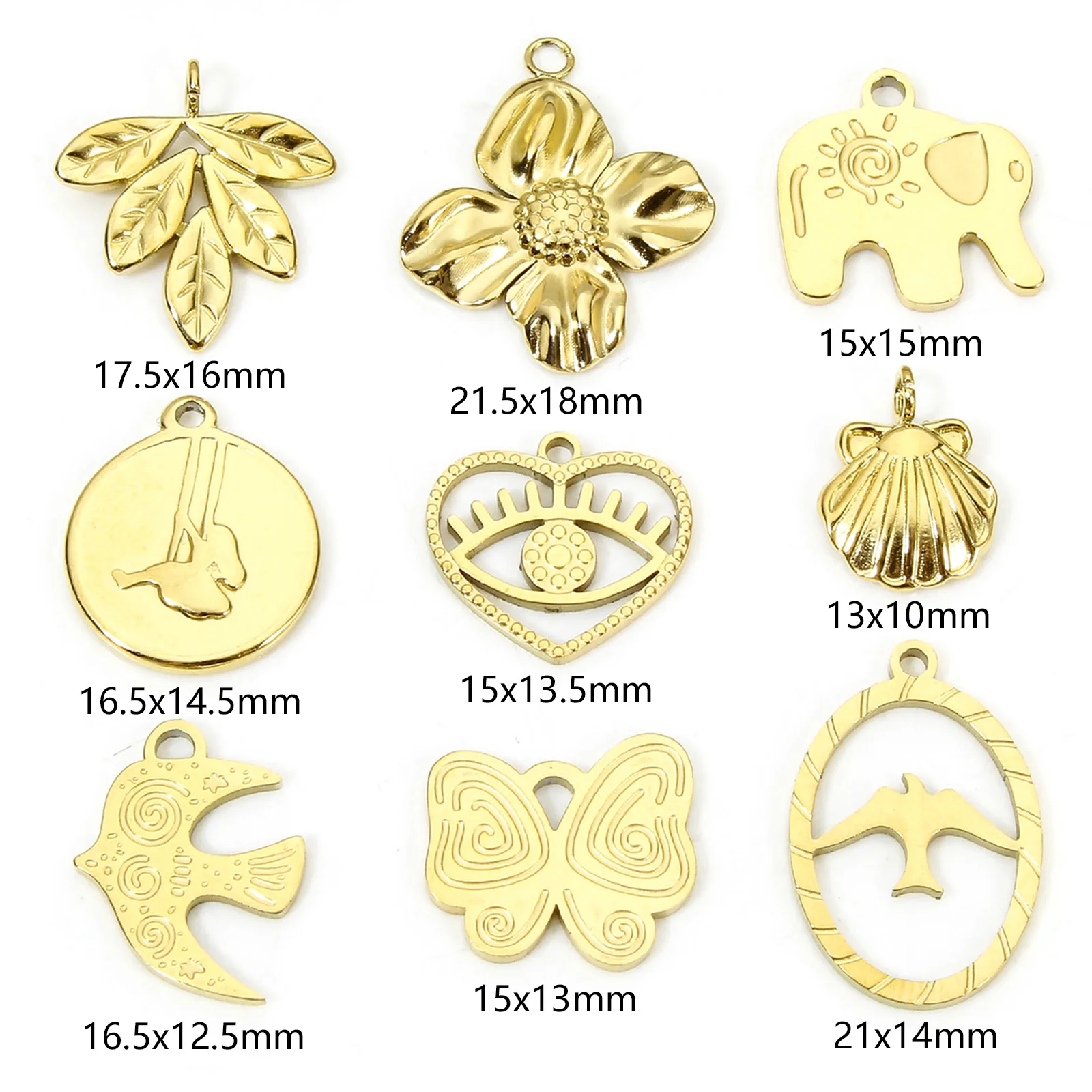 3d Leaf Charms 304 Stainless Steel Pastoral Style Pendants Gold Plated Small Pendant Diy Bracelet Earrings Necklace Accessories image 2