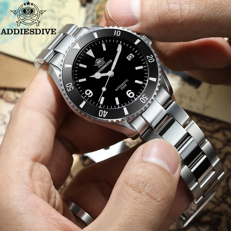 ADDIESDIVE Luxury Watches Sapphire Crystal NH35 Automatic 200M Diving BGW9 Super Luminous Stainless Steel Mechanical Wristwatch