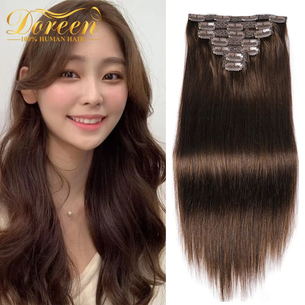 

Doreen Machine Remy Hair Chestnut Brown Clip In Hair Extensions 100% Real Human hair Clips On Sale 120G 7pcs/set Full Head Set