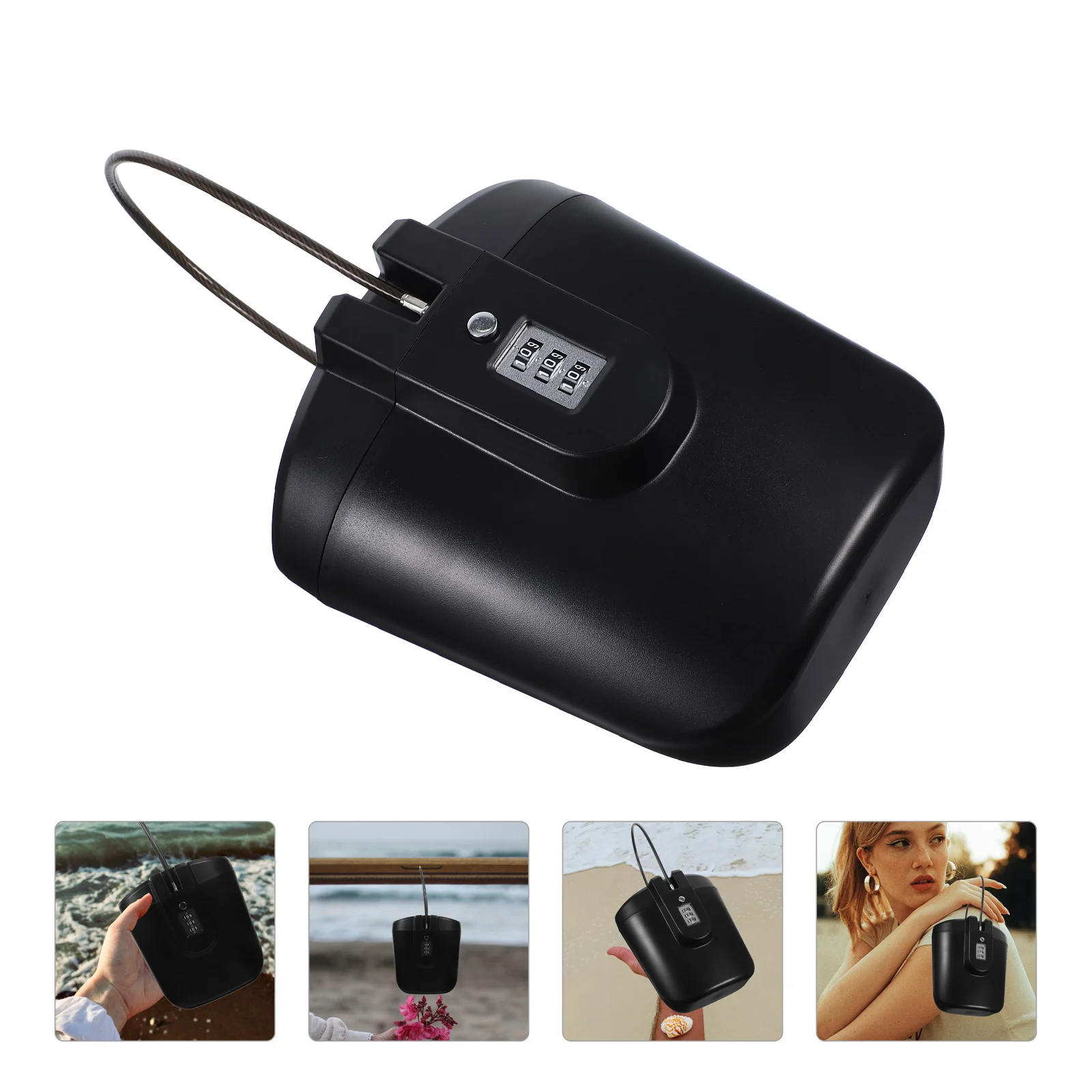 Portable Safe Lock Box Travel Safe Box Mini Beach Security Lockbox Combination Lock Waterproofs Key Lock Box Beach Safe Realtor