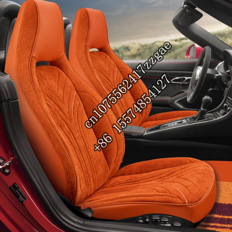 New Car Leather Interior Accessories Universal Sports Fancy Red Luxury Fiber  Full Set Seat Covers