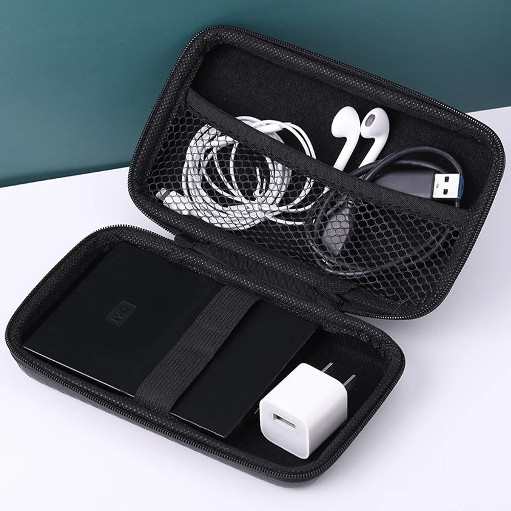 New Minimalist Mini Earphone Rectangular Protective Case USB Data Cable Storage Bags Portable Bag Zipper Earphone Storage Bag