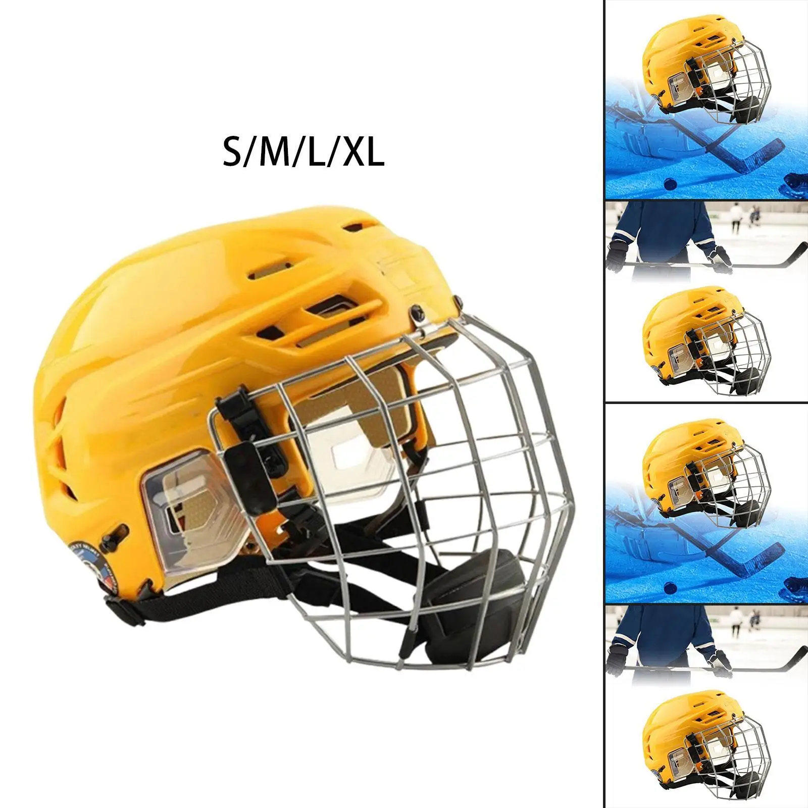 フェイスマスク付き通気性ホッケーヘルメット、アイススピードスケートヘルメット、競技用、頑丈