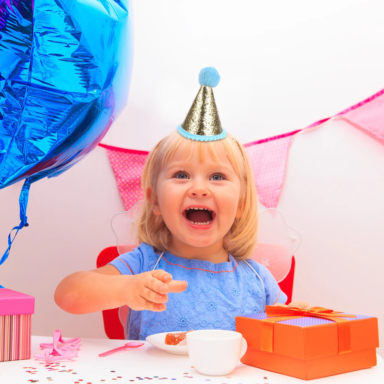 

1pc Birthday Party Hat Shiny Sequin Design Non-Woven Material Elastic Band Fit Most Kids Children Photo Prop For Birthday