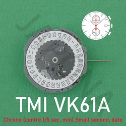 VK61 movement Japanese TMI VK61A movement Chrono (centre 1/5 sec, min）Small second, date  Precise timing quartz movement