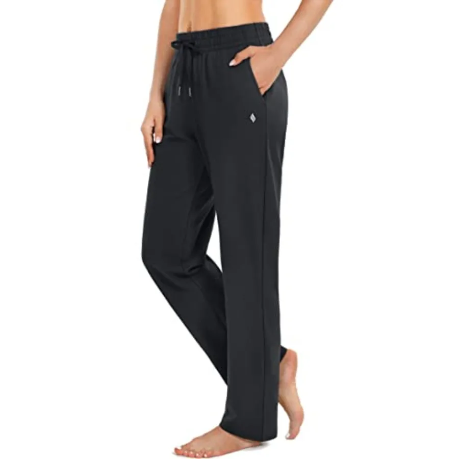 Women's Cotton Sweatpants Yoga Lounge Casual Pants Open Bottom Sweat Pants for Women with Pockets