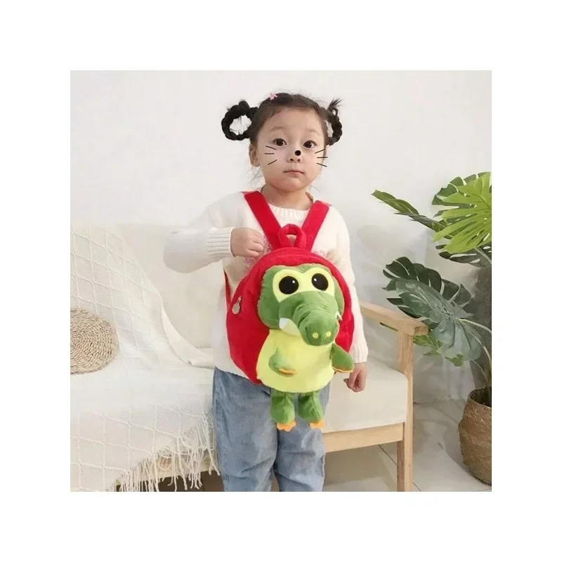 Children\'s Plush School Bag Cartoon Kindergarten Boys and Girls Backpack Cute Dinosaur 1-3-5 Years Old Baby Bag