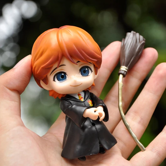 Hot Hogwarts Action Figure Toys Cute Cartoon Hermiones Rons Broom Modeling Ornament 9-10cm Dolls Kids Birthday Gifts