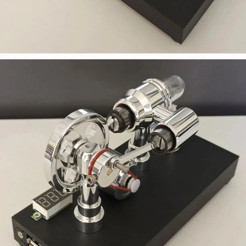 Stirling Engine Generator Model, DIY Power Generation Kit with USB & Light Bulb for Physics Experiment Teaching