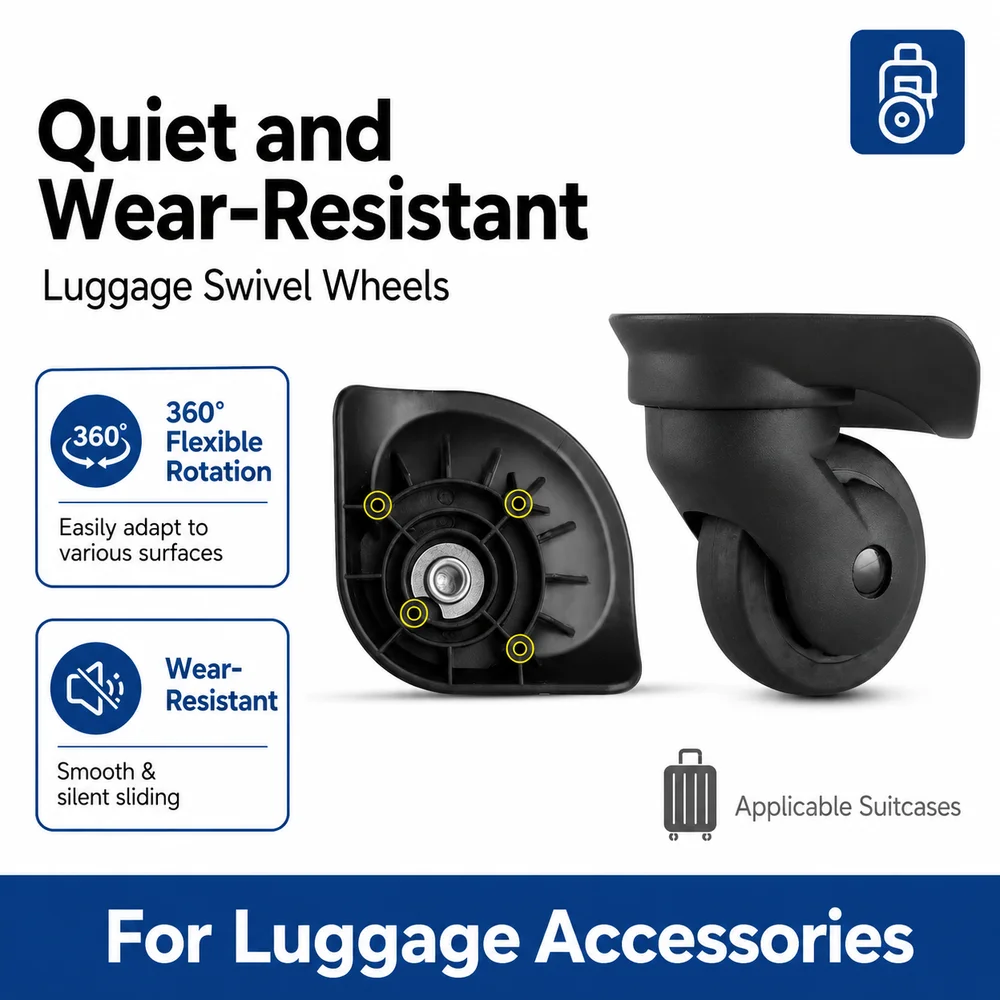 Universal Luggage Double Caster For 41Z Luggage Double Wheels Compatible with Swiss Army Knife 360° Silent Swivel Caster Suitcas
