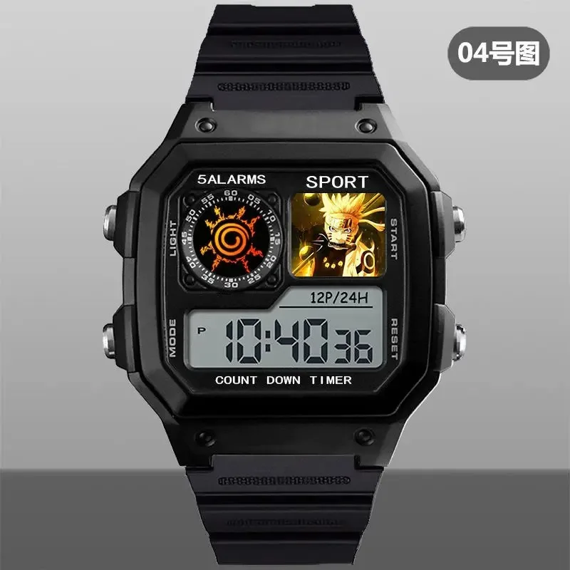 Naruto Watch Sasuke Obito Uchiha Madara Cartoon Anime Men and Women Students Electronic Watch Alarm Clock Chronograph Watch Gift