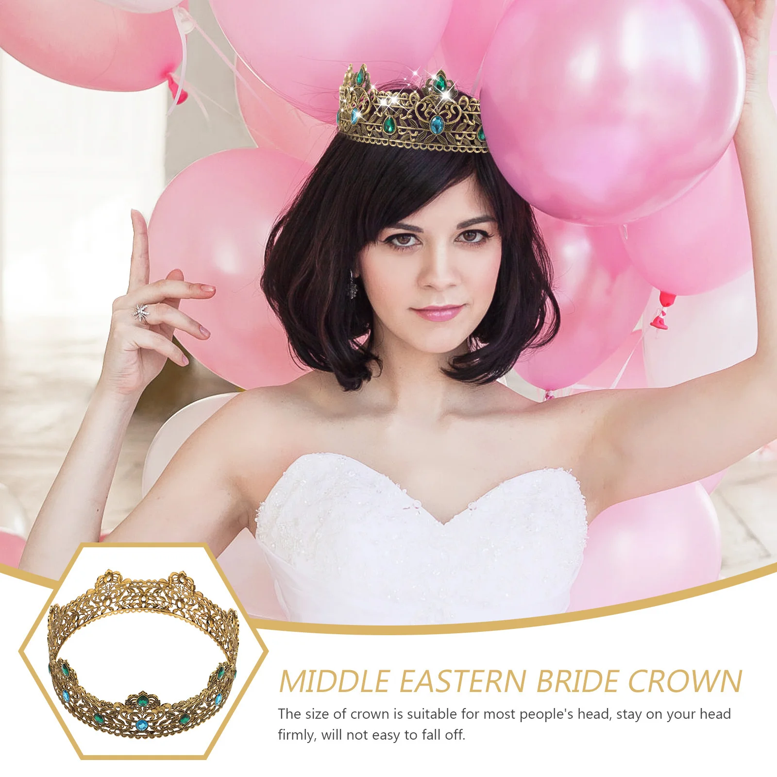 

Men'S Rhinestone Crown Vintage King Headdress For Party Cosplay Birthday Wedding Celebration Performance Accessory