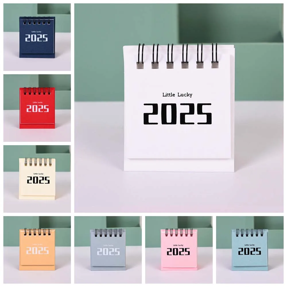 Coil Standing Flip Desktop Calendar Agenda Organizer Schedule Planner 2024 2025 Calendar Daily Schedule Paper Mini Desk Calendar
