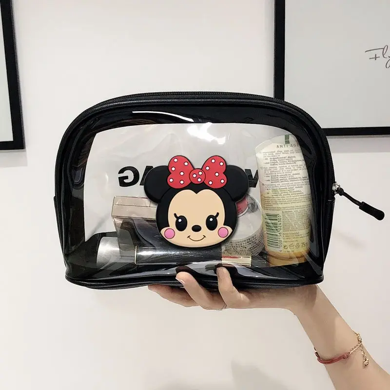 Disney Cartoon Mickey Minnie borsa cosmetica portatile da viaggio borsa da toilette portatile borsa da toilette trasparente impermeabile di bellezza