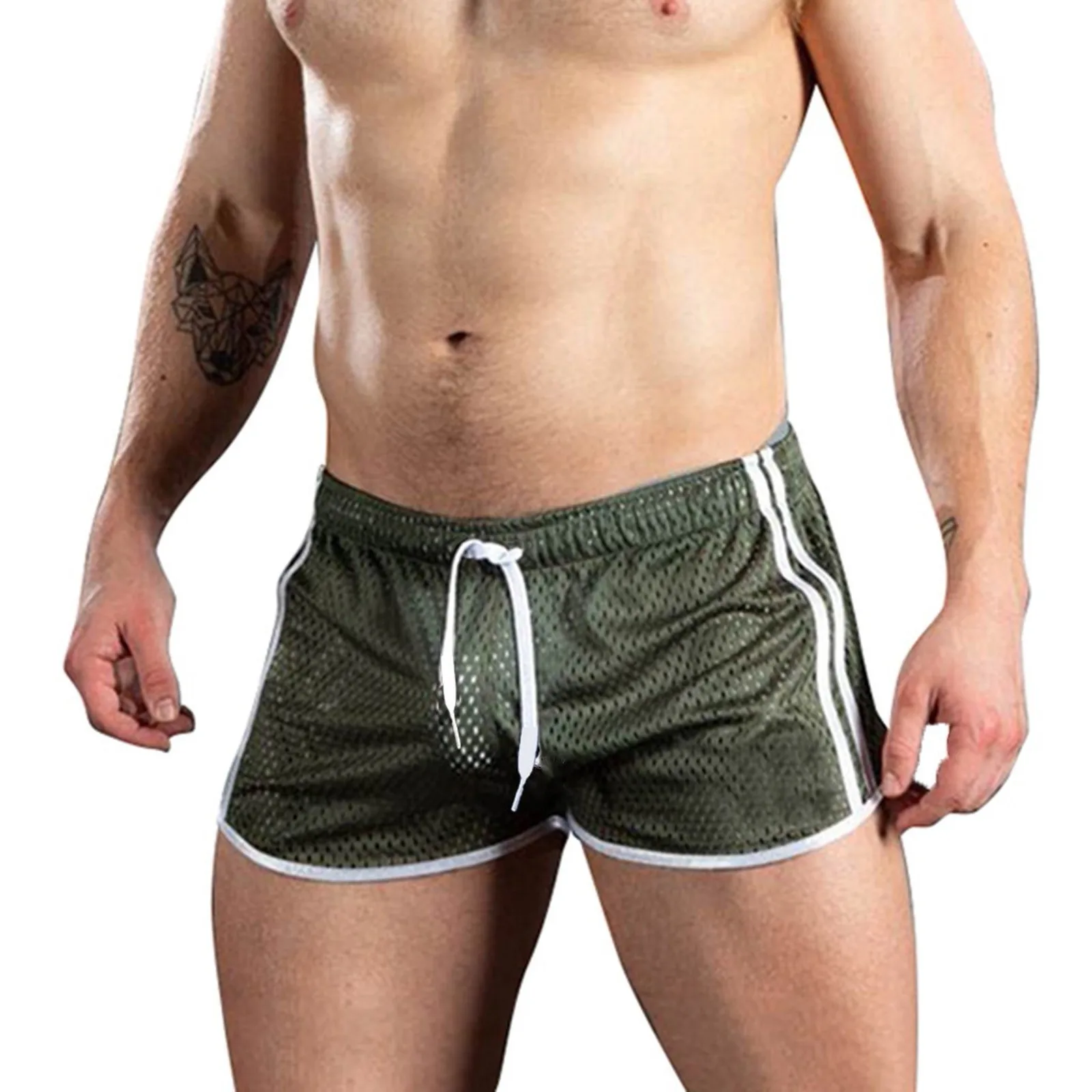 Shorts de praia casual de secagem rápida masculino, troncos de cordão elástico, shorts monocromáticos, fitness, 2024