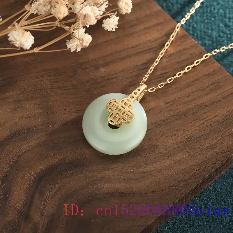 Pendentif en Jade et beignet vert pour femmes, bijoux en pierre naturelle, collier, amulette en argent 925, cristal, breloque, cadeaux calcédoine