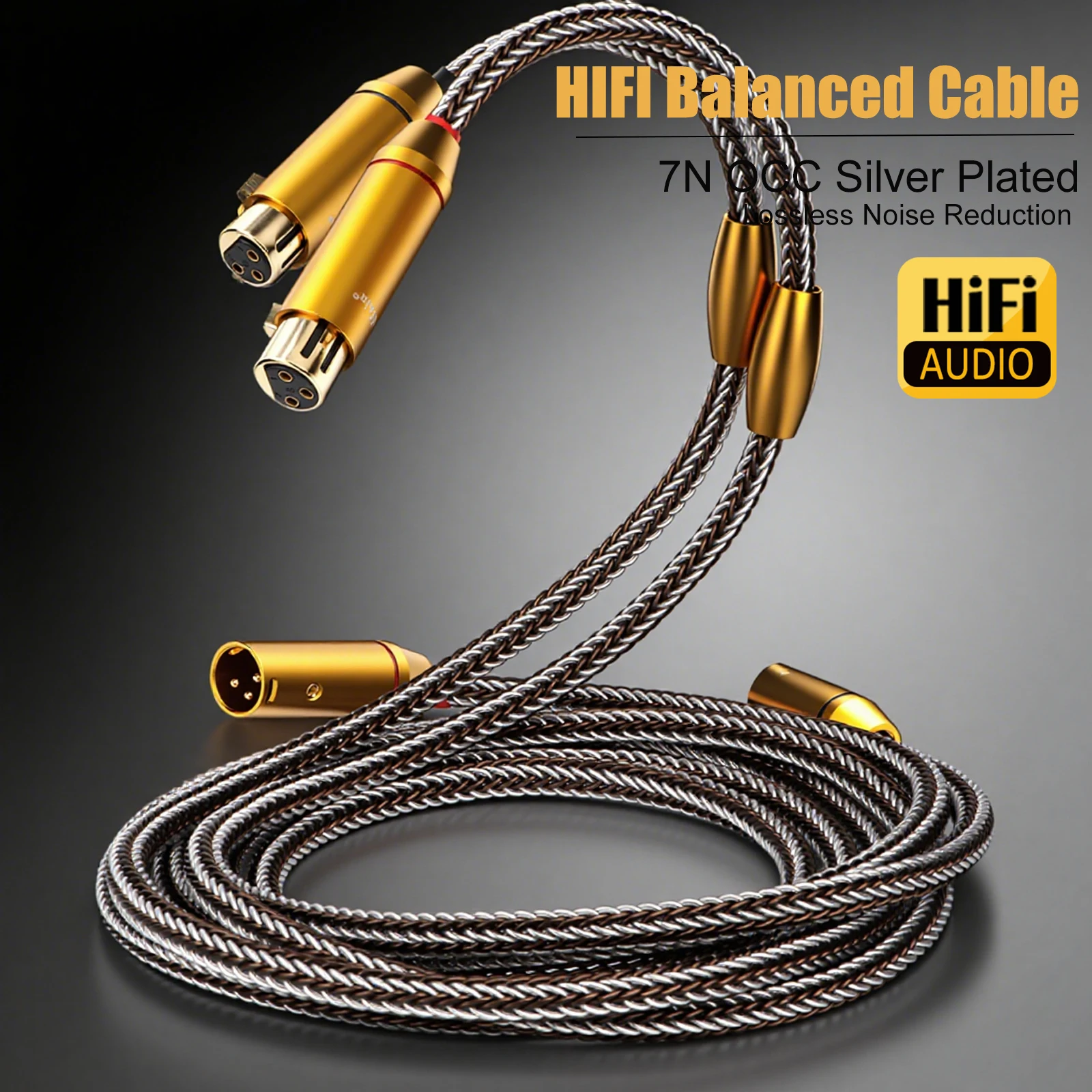 

OCC Silver Plated RCA Cable A2 series XLR Cable 16Cores OCC + Sterling Silver Extension Cable 3Pin XLR Audio Wire For Microphone