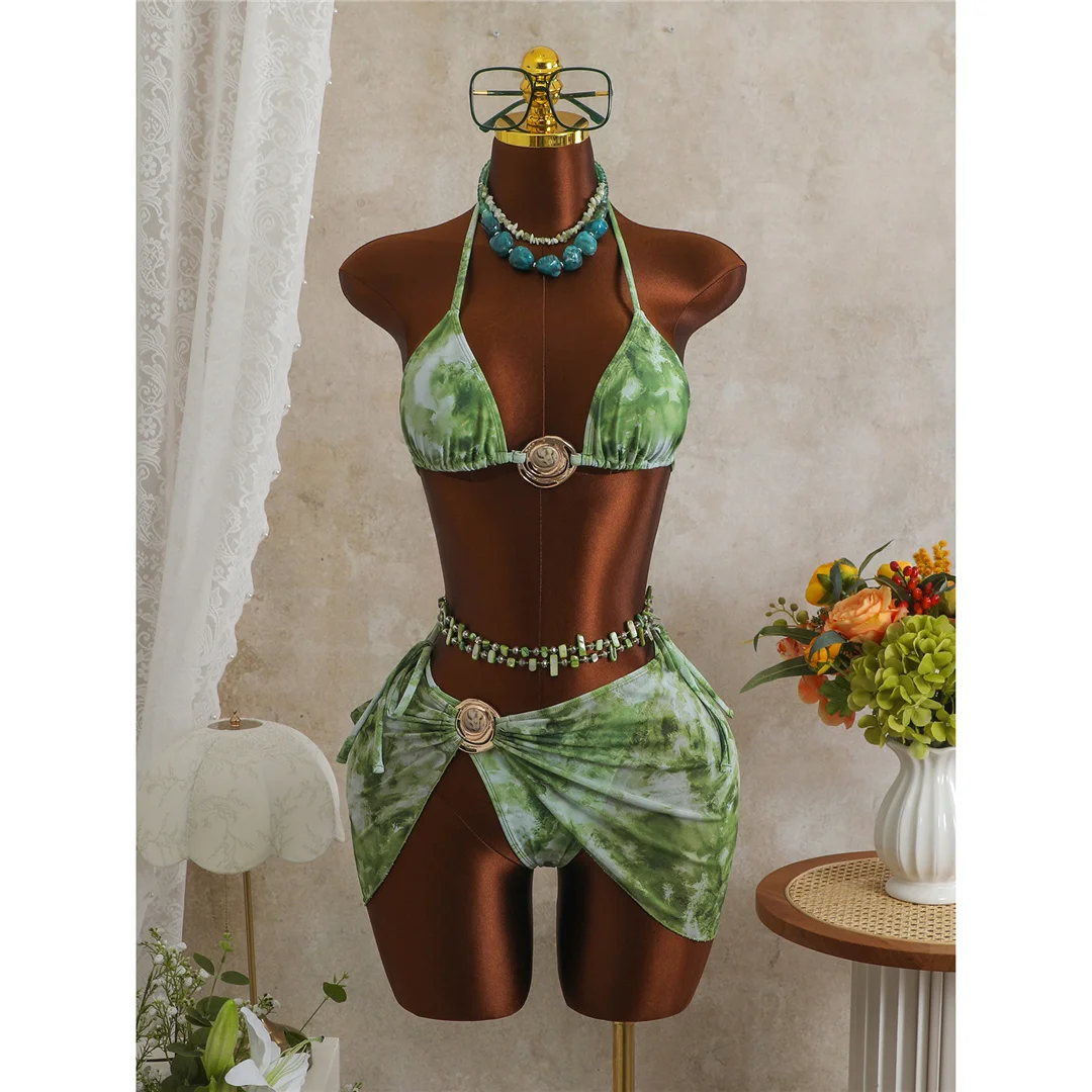 tie dye bikini set with matching cover skirt