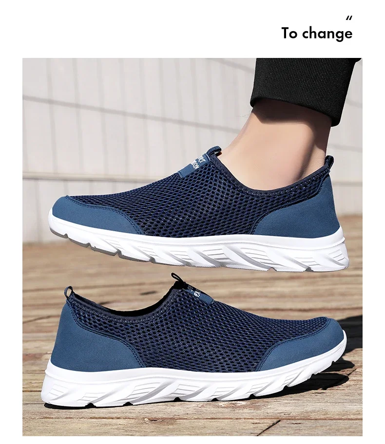 Summer Mesh Casual Shoes For Men Breathable Low-cut Men's Running Shoes Outdoor Non-slip Lightweight Sneakers Man Slip-on Shoes