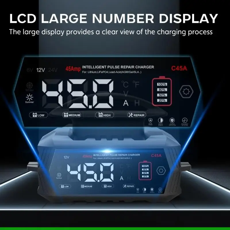U55C C45A 45A Automotive Battery with Fan For Fast Efficient Charging 100-240