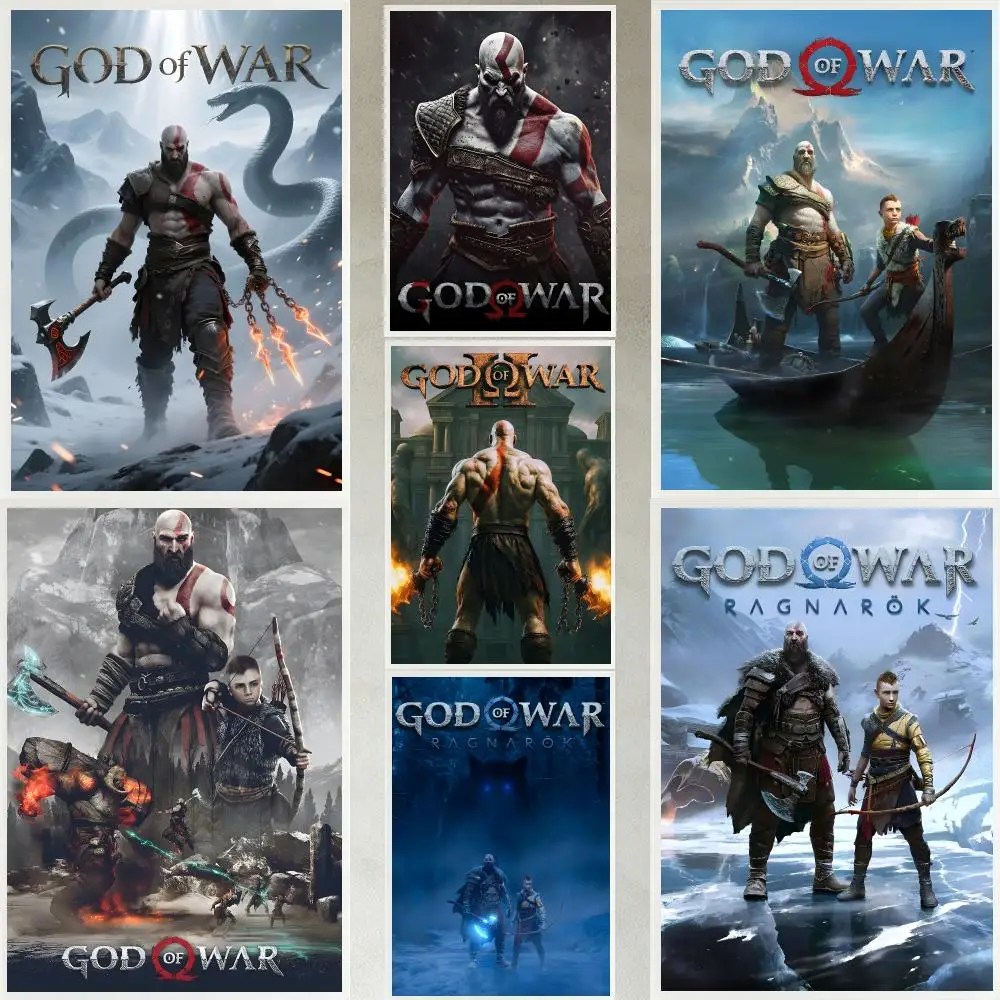 game God of War Poster Poster HD Waterproof Self-adhesive Art Print Wall Decor for Bedroom Living Room Gift