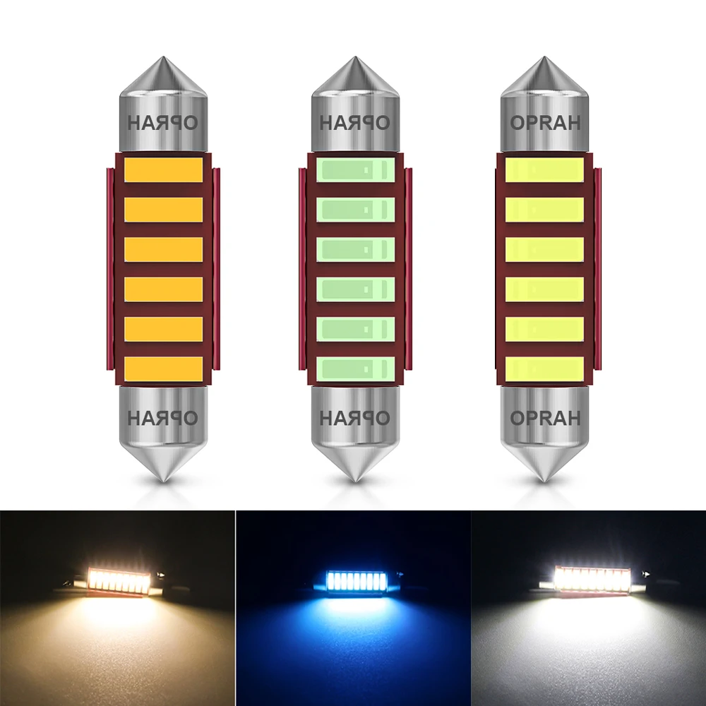 2pcs Car Led Light 12V Festoon C5W C10W LED Bulbs 31mm 36mm 39mm 41mm Vehicle Dome Bulb Canbus Interior Door Lamp White Ice Blue