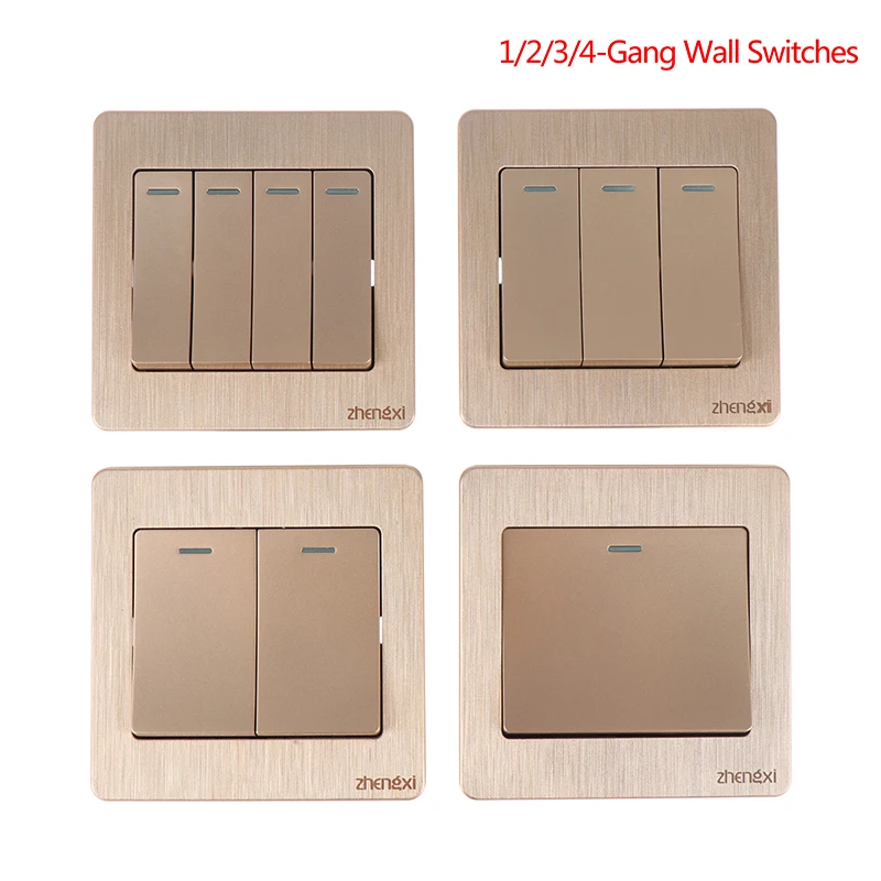 HMA73-1pc Wall Switches 1/2/3/4 Gang Button 1 Way Button Wall Light Switch On / Off Push Button Plastic Panel Work With LED Lamp