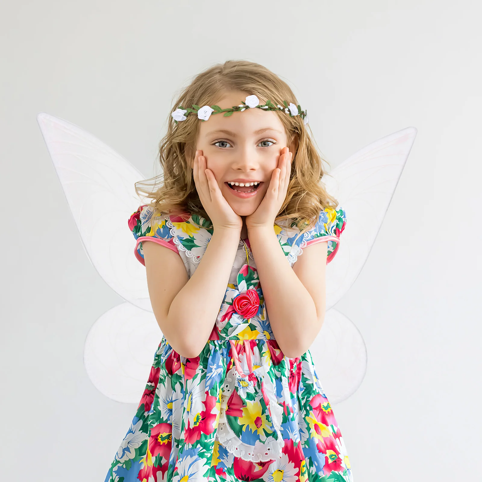 

1Set Fairy Wing Butterfly Wing Girl Cosplay Set with Elf Ears Flower Crown Light Comfortable Wear for Masquerade Rave Events